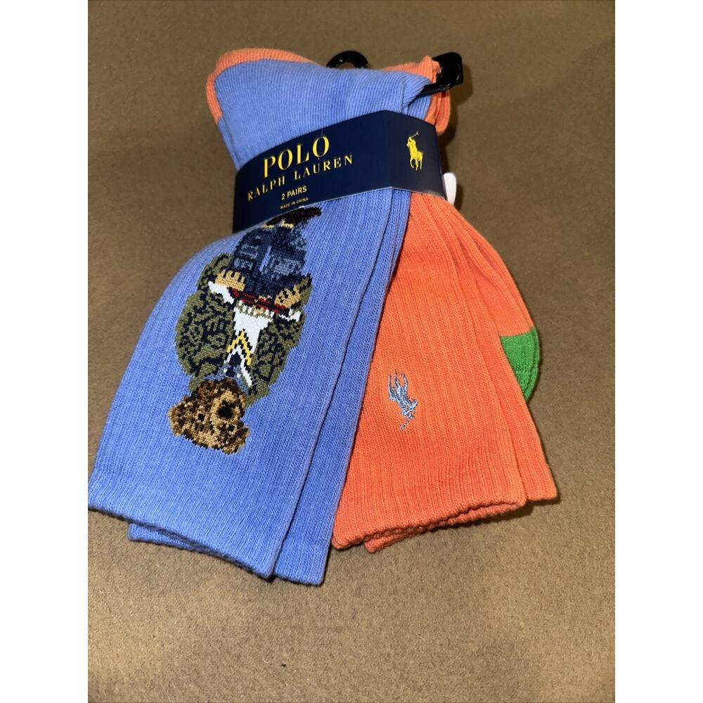 Polo Ralph Lauren Men's Classic Crew Sock Vacation/casual Bear 2 Pair 6-12.5